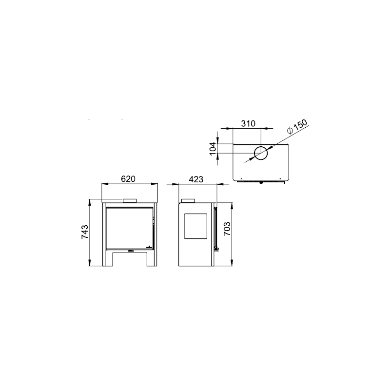 Poêle à bois 3 vitres Shiva - 10 Kw – Image 5